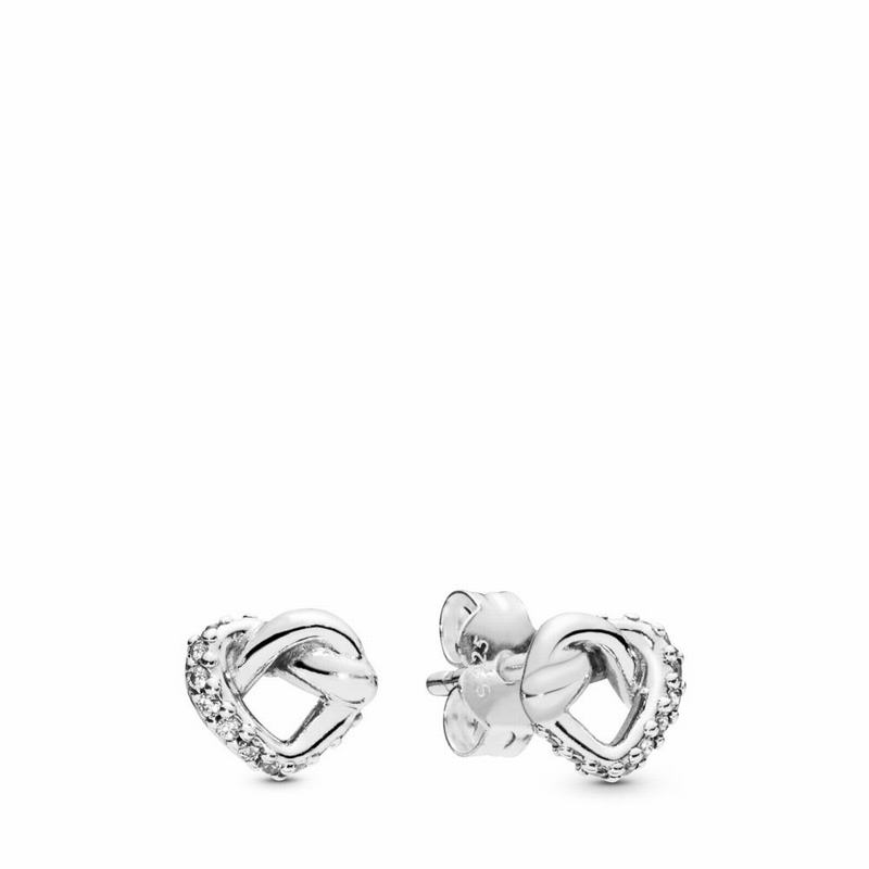 Pandora Australia Knotted Heart Stud Earrings - Sterling Silver | DEZVWU308